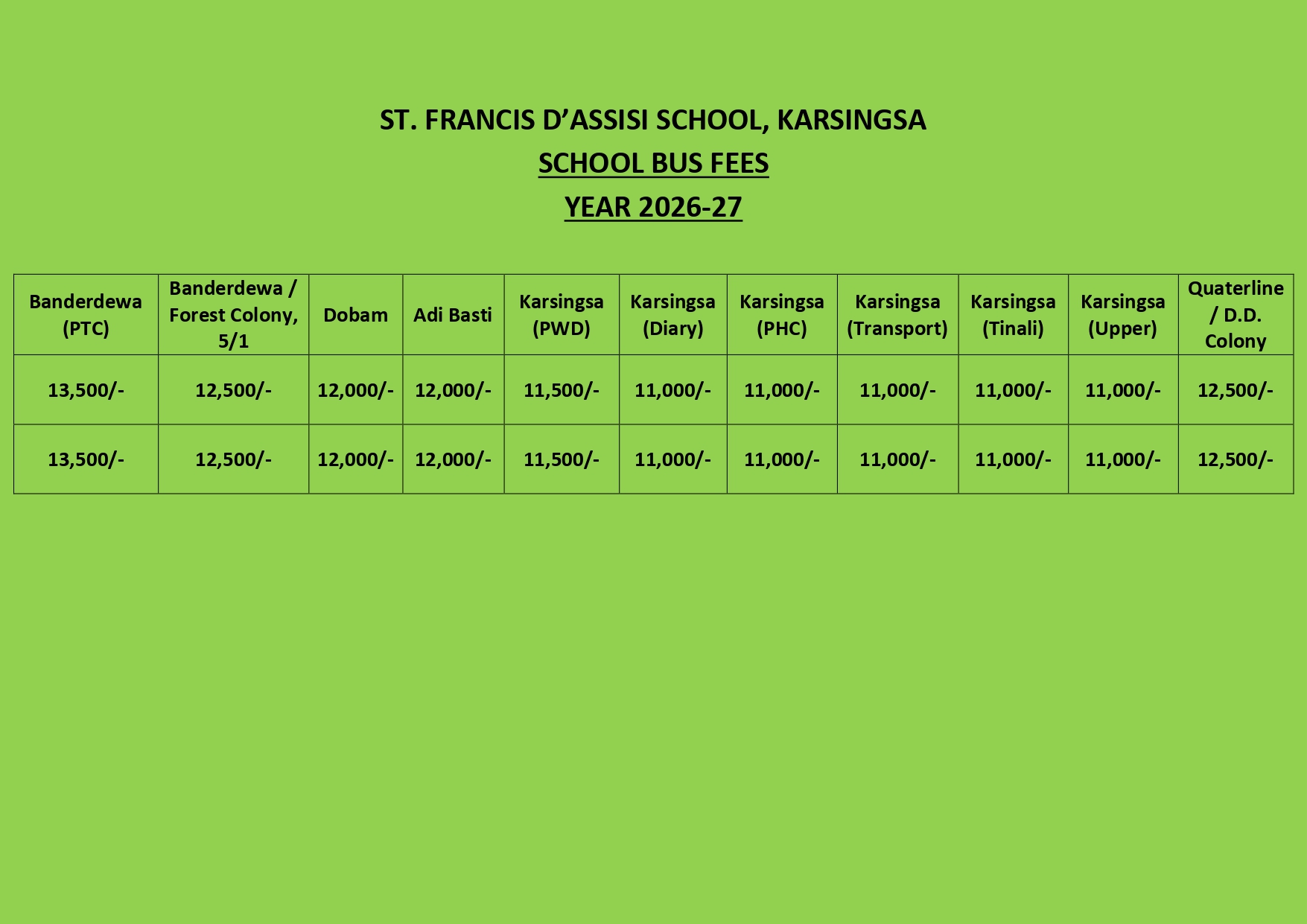 Fee Structure 2026-27